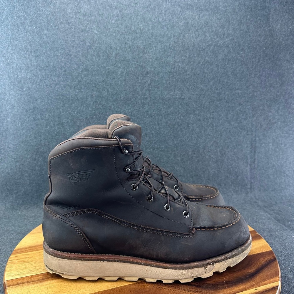 Red Wing Shoes 1222 Traction Tred Dark Brown Leather Work Boot Men 13 E2 US Wide